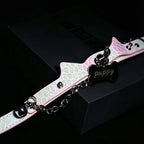 WILDCHOK Pink Snake‑Skin Cat‑Ear Choker | Engravable Bone Charm with Dual Bells