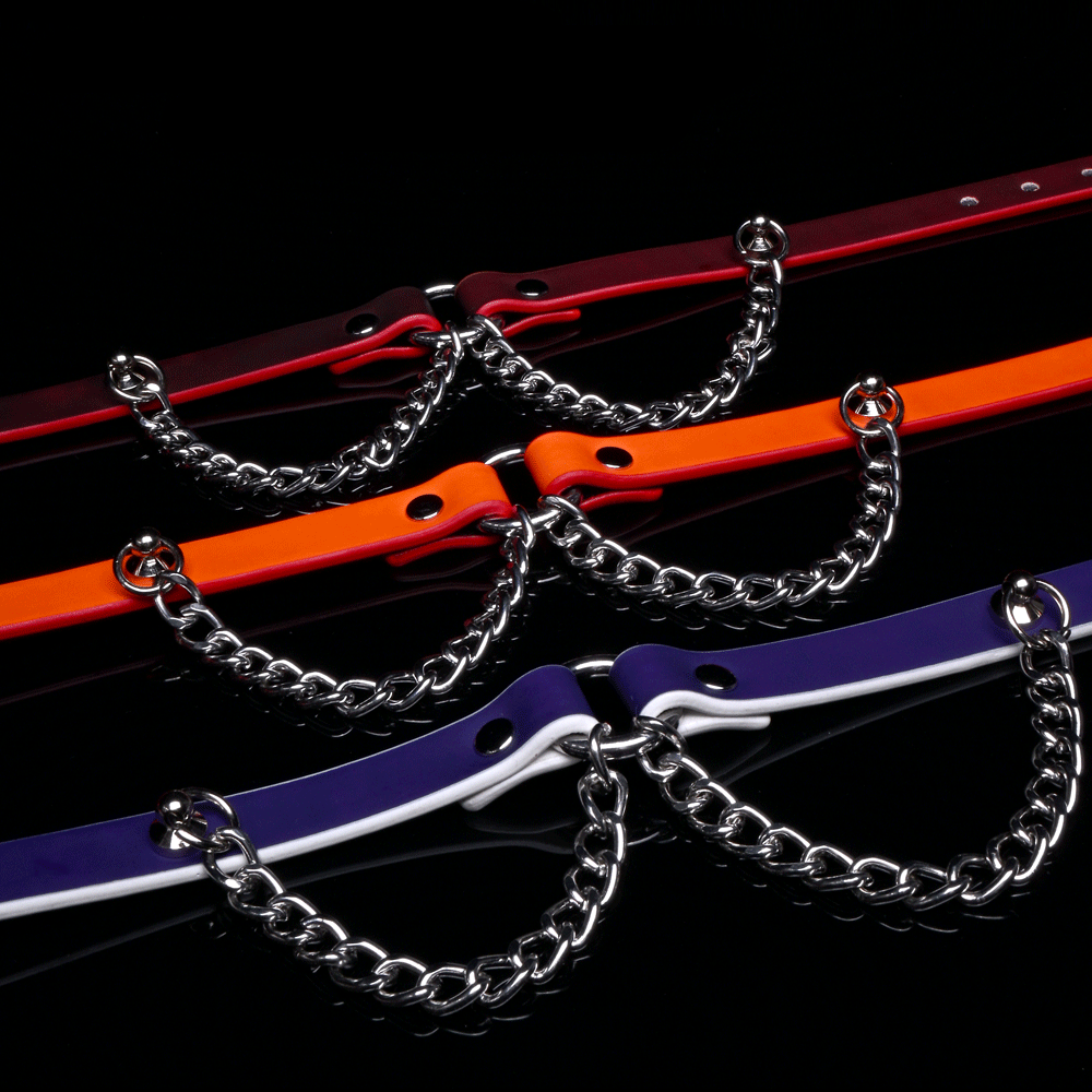 WILDCHOK Heat‑Reactive Color Changing PU Choker Necklace with Metal Chain Detail