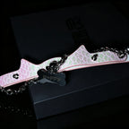 WILDCHOK Pink Snake‑Skin Cat‑Ear Choker | Engravable Bone Charm with Dual Bells