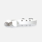 WILDCHOK White PU Leather Choker, Adjustable Collar with White Bow & Bell