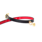 WILDCHOK Genuine Cowhide Leather Choker | Contrast Inner Lining with Gold Bell Pendant
