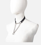 WILDCHOK PU Leather Choker with Chain O-Ring Adjustable Collar Necklace