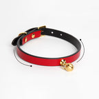 WILDCHOK Genuine Cowhide Leather Choker | Contrast Inner Lining with Gold Bell Pendant