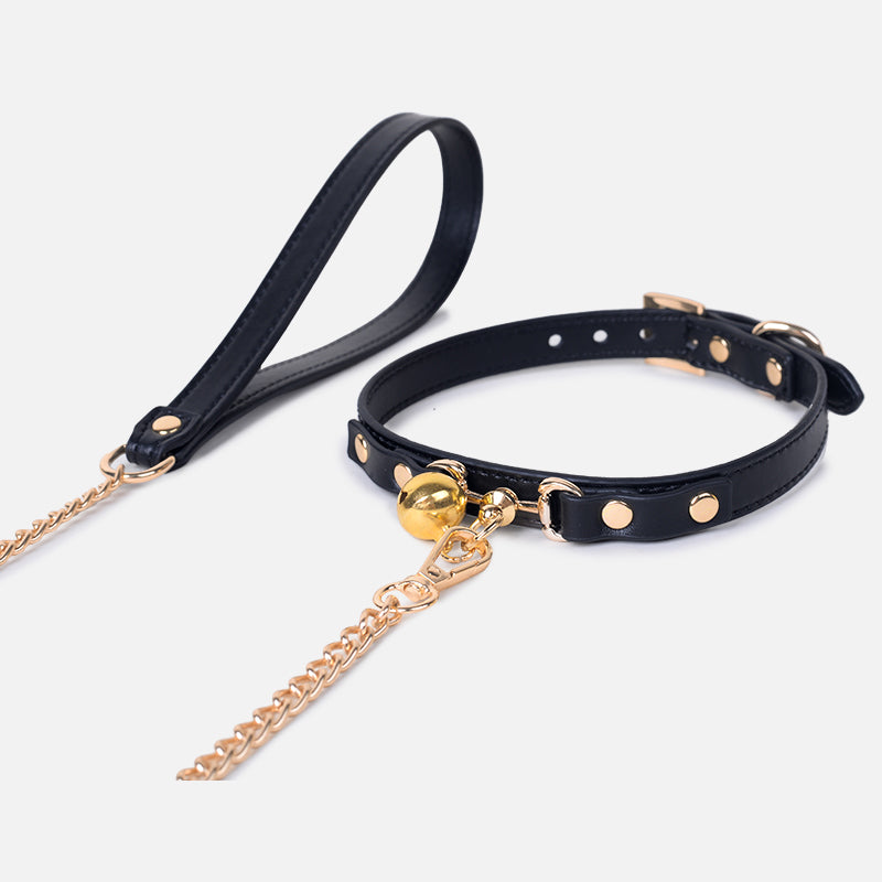 WILDCHOK [Bell] Unisex Adjustable PU Leather Choker Necklace Bell Pendant