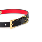 WILDCHOK Genuine Cowhide Leather Choker | Contrast Inner Lining with Gold Bell Pendant