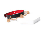 WILDCHOK Leather Bell Choker | Gold Chain Pendant Adjustable Cowhide Collar