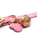 WILDCHOK Snake-Print Leather Choker, Gold Hardware with Bone Charm & Bell
