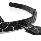 Cat Ear Snake Print Genuine Cowhide Choker, Adjustable Cat Pendant Collar