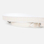 WILDCHOK White Croc‑Texture Genuine Cowhide Choker, Hollow‑Carved Silver Bell Charm