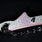 WILDCHOK Pink Snake‑Skin Cat‑Ear Choker | Engravable Bone Charm with Dual Bells