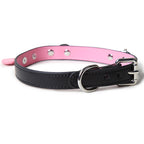 WILDCHOK Two‑Tone Cowhide Leather Choker, Heart Pendant with Chain