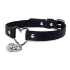 WILDCHOK Heart Pendant PU Collar, Leash Set with Hollow Heart Charm