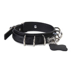 WILDCHOK Genuine Cowhide Leather Choker with Detachable Bone‑Shaped Charm Tag