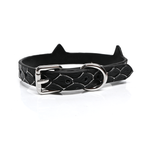 Cat Ear Snake Print Genuine Cowhide Choker, Adjustable Cat Pendant Collar