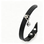 WILDCHOK Genuine Cowhide Choker, Adjustable Leather Necklace with Silver Bell Charm