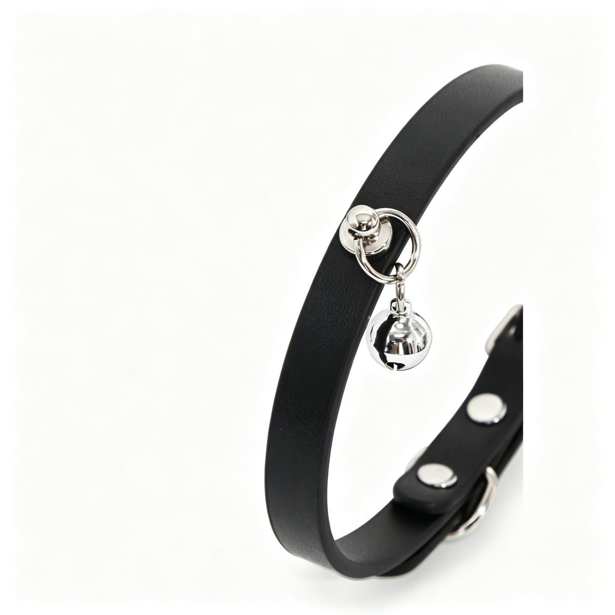 WILDCHOK Genuine Cowhide Choker, Adjustable Leather Necklace with Silver Bell Charm