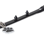 Paw Print Pendant Spiked Genuine Cowhide Choker, Punk Adjustable Human Collar