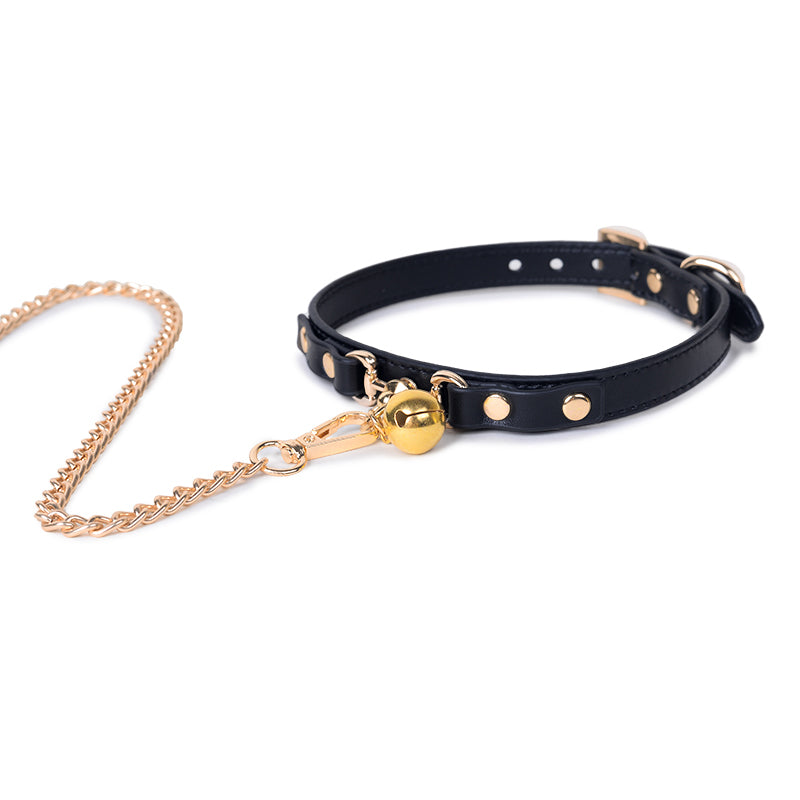 WILDCHOK [Bell] Unisex Adjustable PU Leather Choker Necklace Bell Pendant
