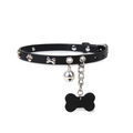 WILDCHOK Dark Paw & Bone Choker | Unisex Adjustable Black Faux Leather Collar with Bell and Bone Tag Pendant