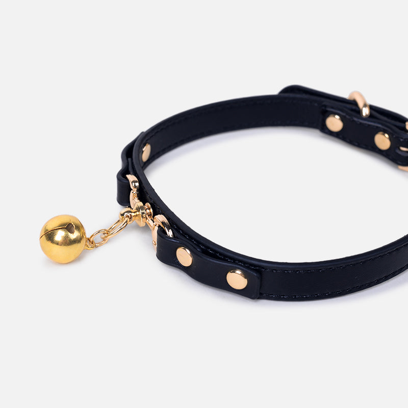 WILDCHOK [Bell] Unisex Adjustable PU Leather Choker Necklace Bell Pendant