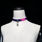 WILDCHOK [Thermo Bell] Unisex Adjustable Heat-Sensitive Color-Changing PU Leather Choker with Bell Pendant