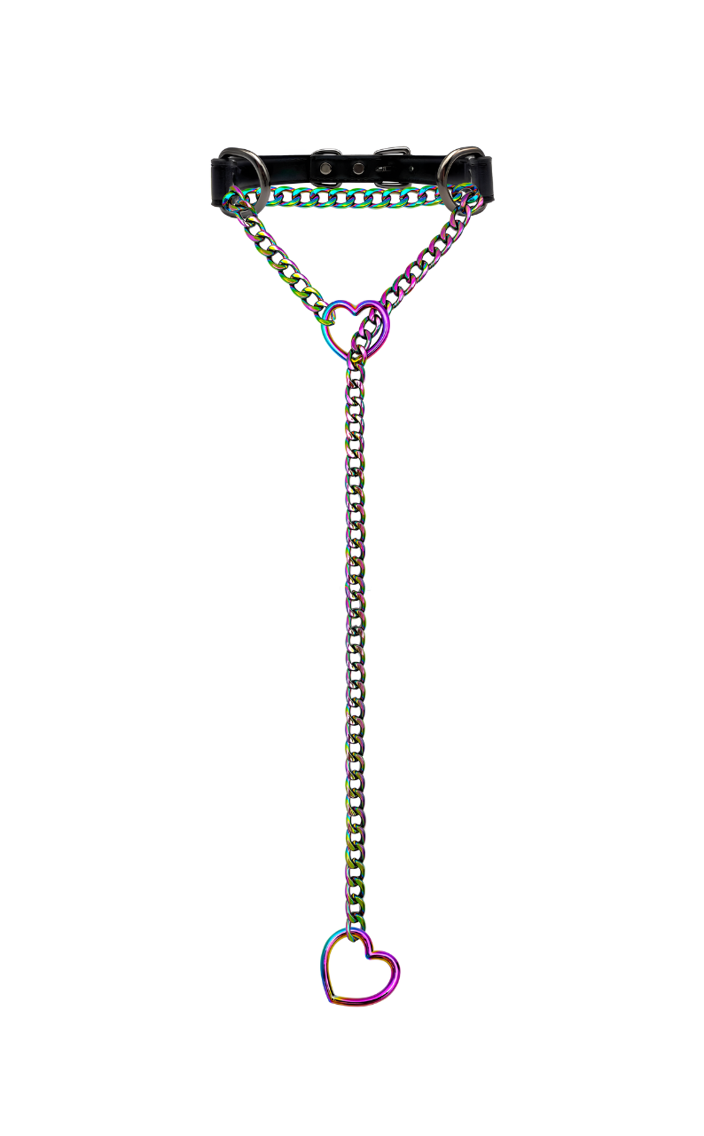 WILDCHOK - Heart Slip Chain Leather Choker Collar