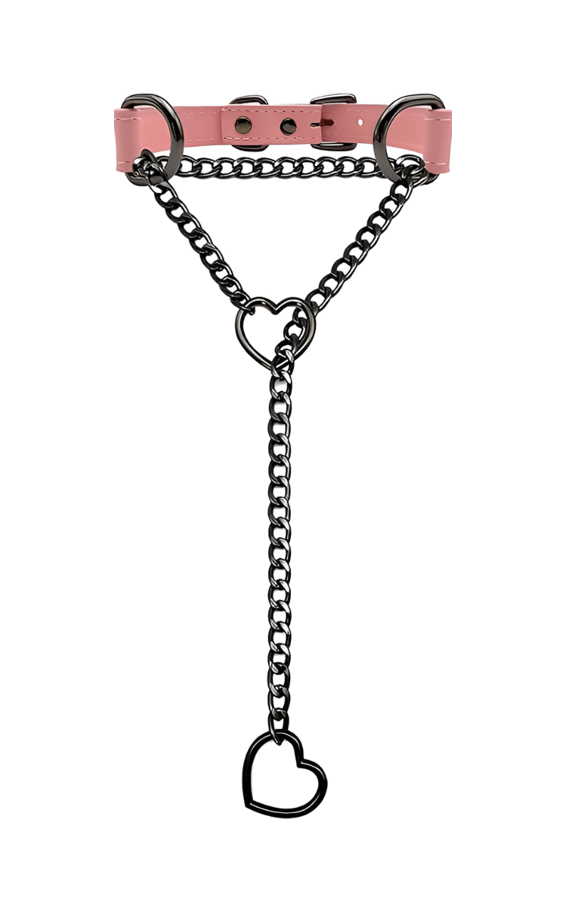 WILDCHOK - Heart Slip Chain Leather Choker Collar