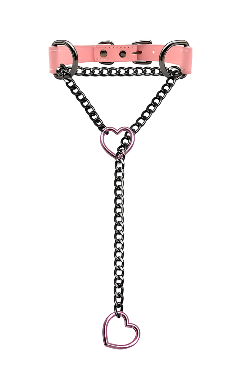 WILDCHOK - Heart Slip Chain Leather Choker Collar