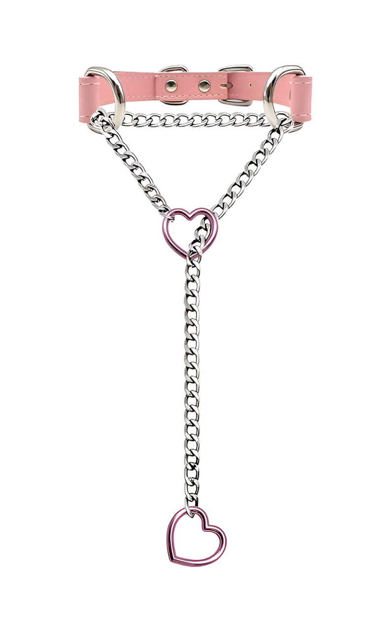 WILDCHOK - Heart Slip Chain Leather Choker Collar