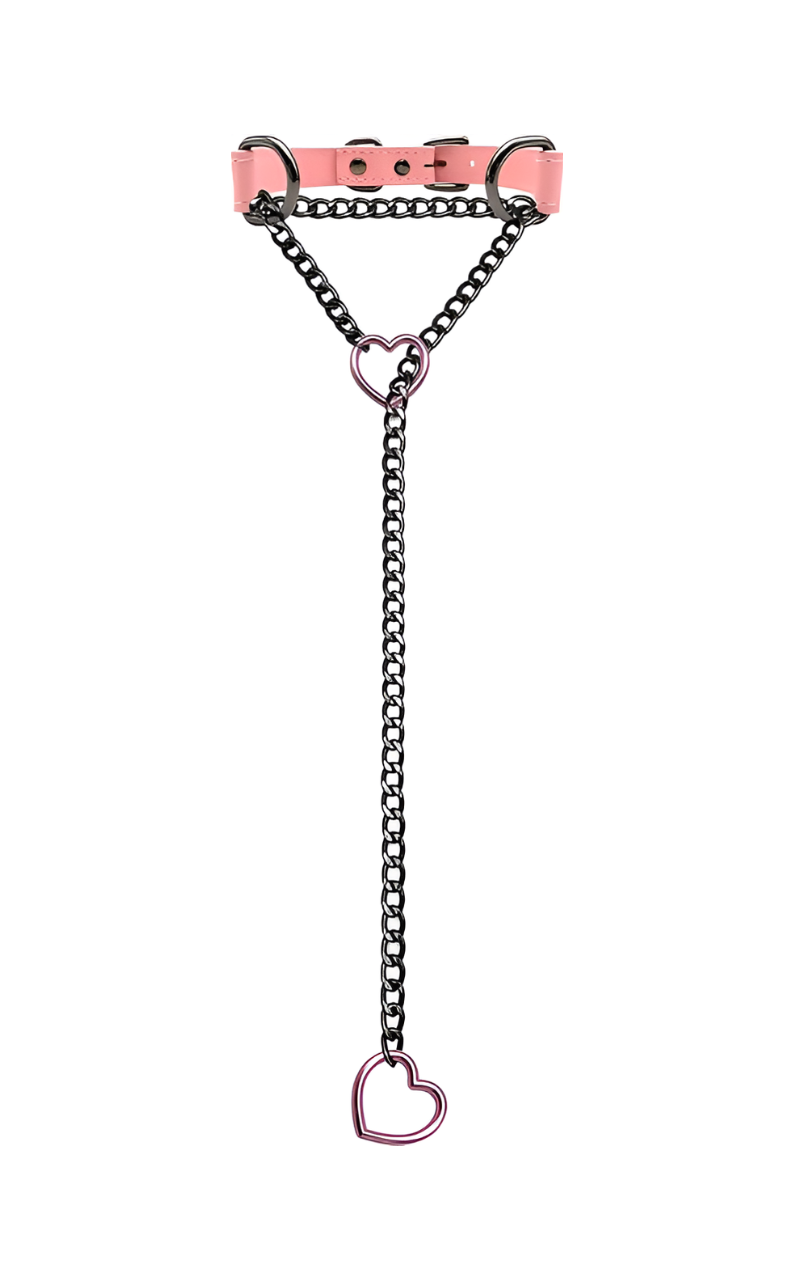 WILDCHOK - Heart Slip Chain Leather Choker Collar