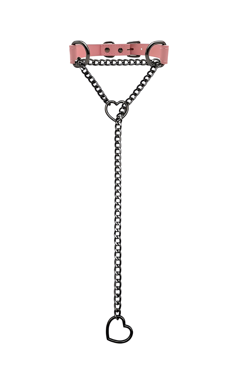 WILDCHOK - Heart Slip Chain Leather Choker Collar