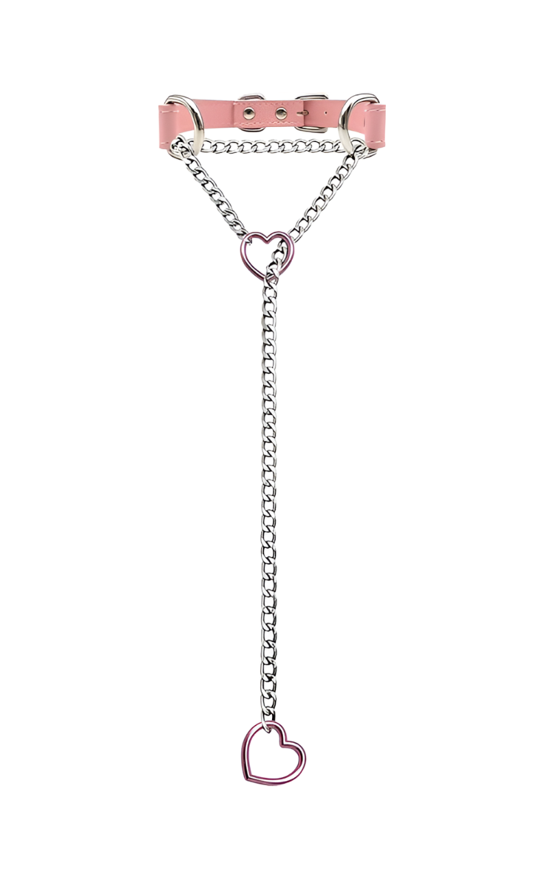 WILDCHOK - Heart Slip Chain Leather Choker Collar