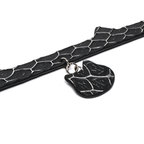 Cat Ear Snake Print Genuine Cowhide Choker, Adjustable Cat Pendant Collar