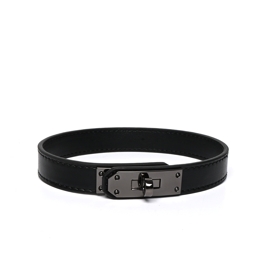 WILDCHOK Black Leather Choker | Metal Turn Lock
