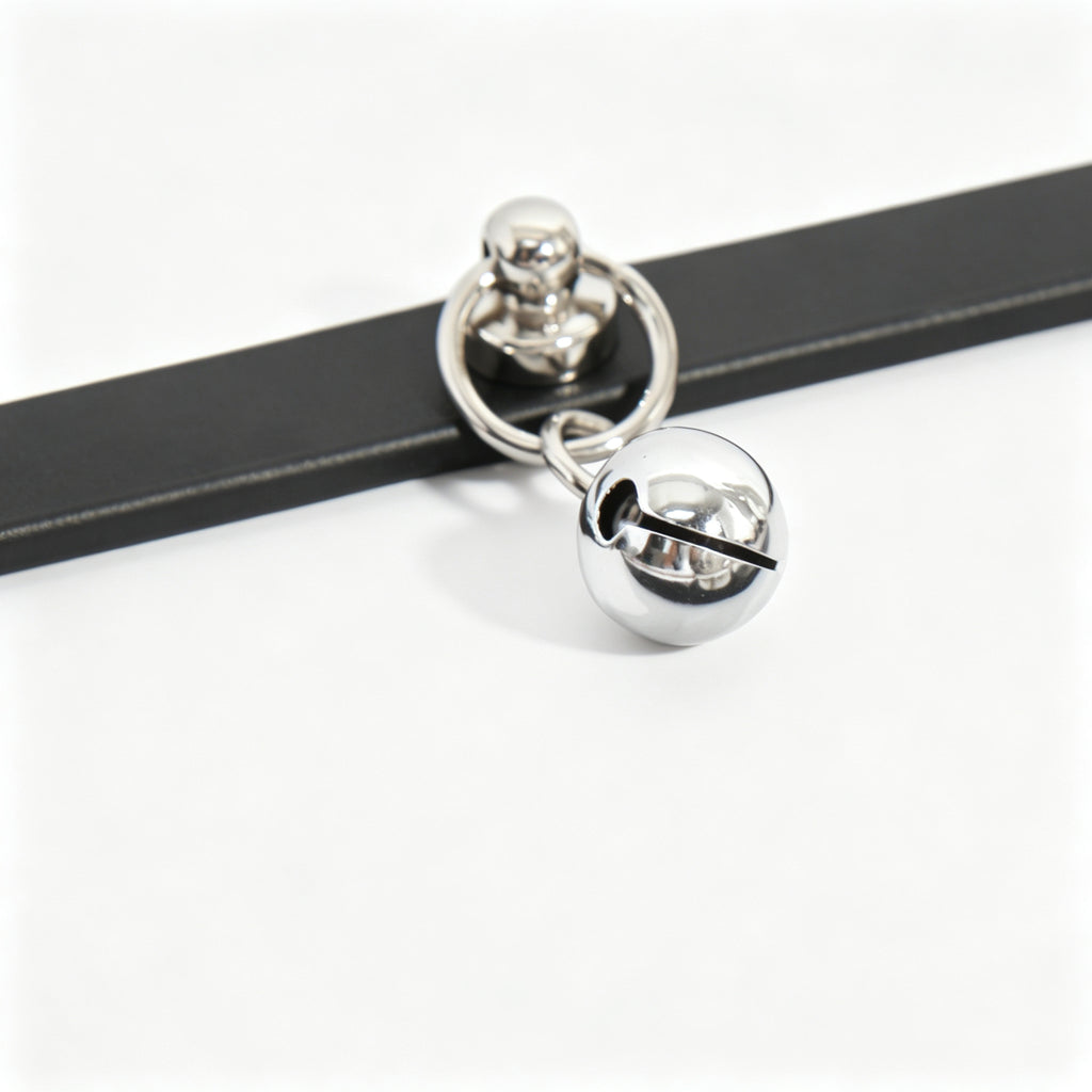 WILDCHOK Genuine Cowhide Choker, Adjustable Leather Necklace with Silver Bell Charm