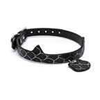 Cat Ear Snake Print Genuine Cowhide Choker, Adjustable Cat Pendant Collar
