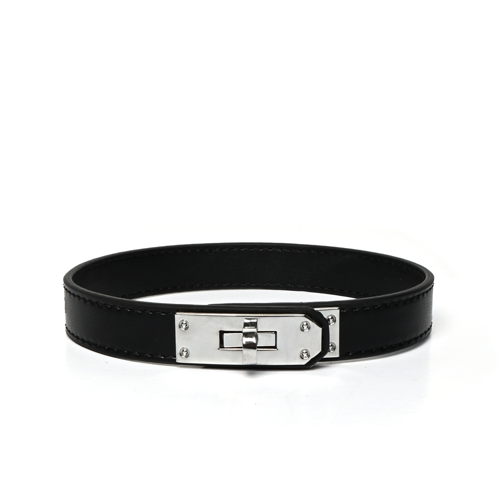 WILDCHOK Black Leather Choker | Metal Turn Lock