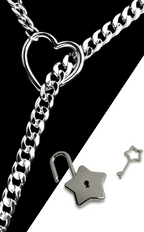 WILDCHOK -  Heart-Star Lock & Key Slip Chain