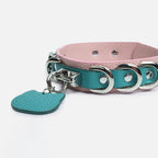 WILDCHOK Double‑Layer PU Choker, Removable Cat‑Shaped Tag Faux Leather Necklace