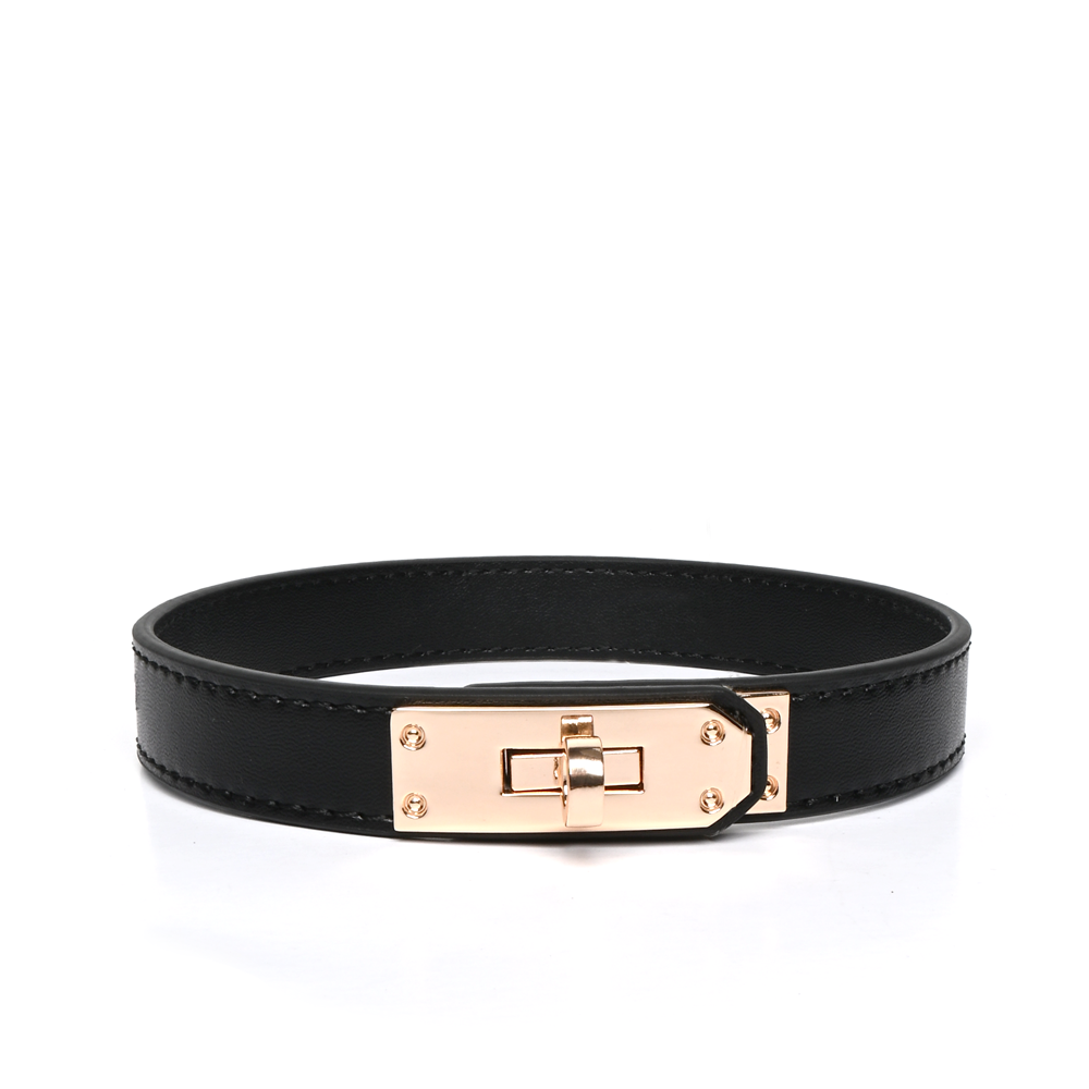 WILDCHOK Black Leather Choker | Metal Turn Lock