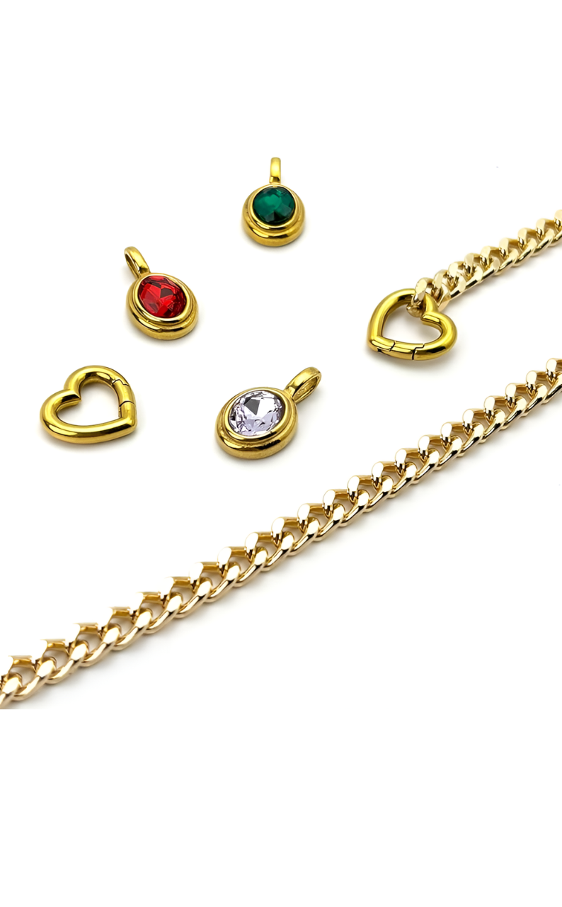 WILDCHOK - Crystal Charm Slip Chain Choker