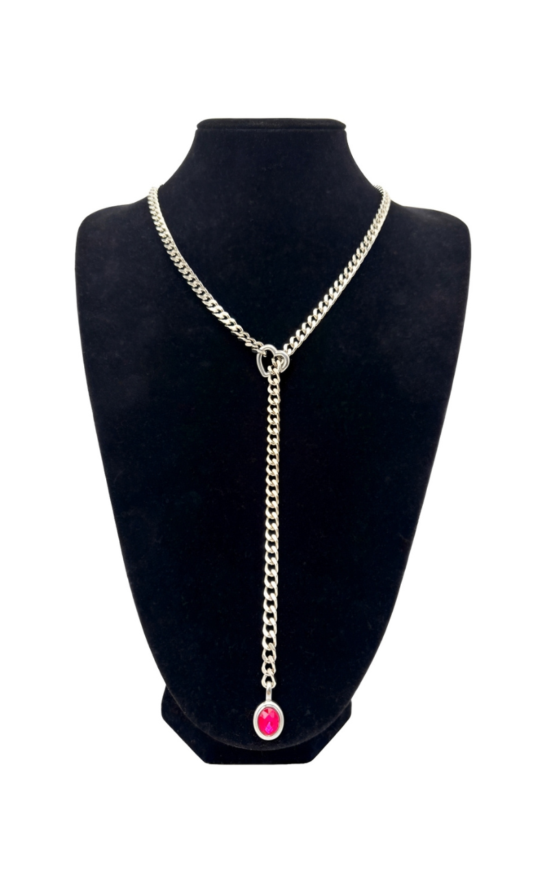 WILDCHOK - Crystal Charm Slip Chain Choker