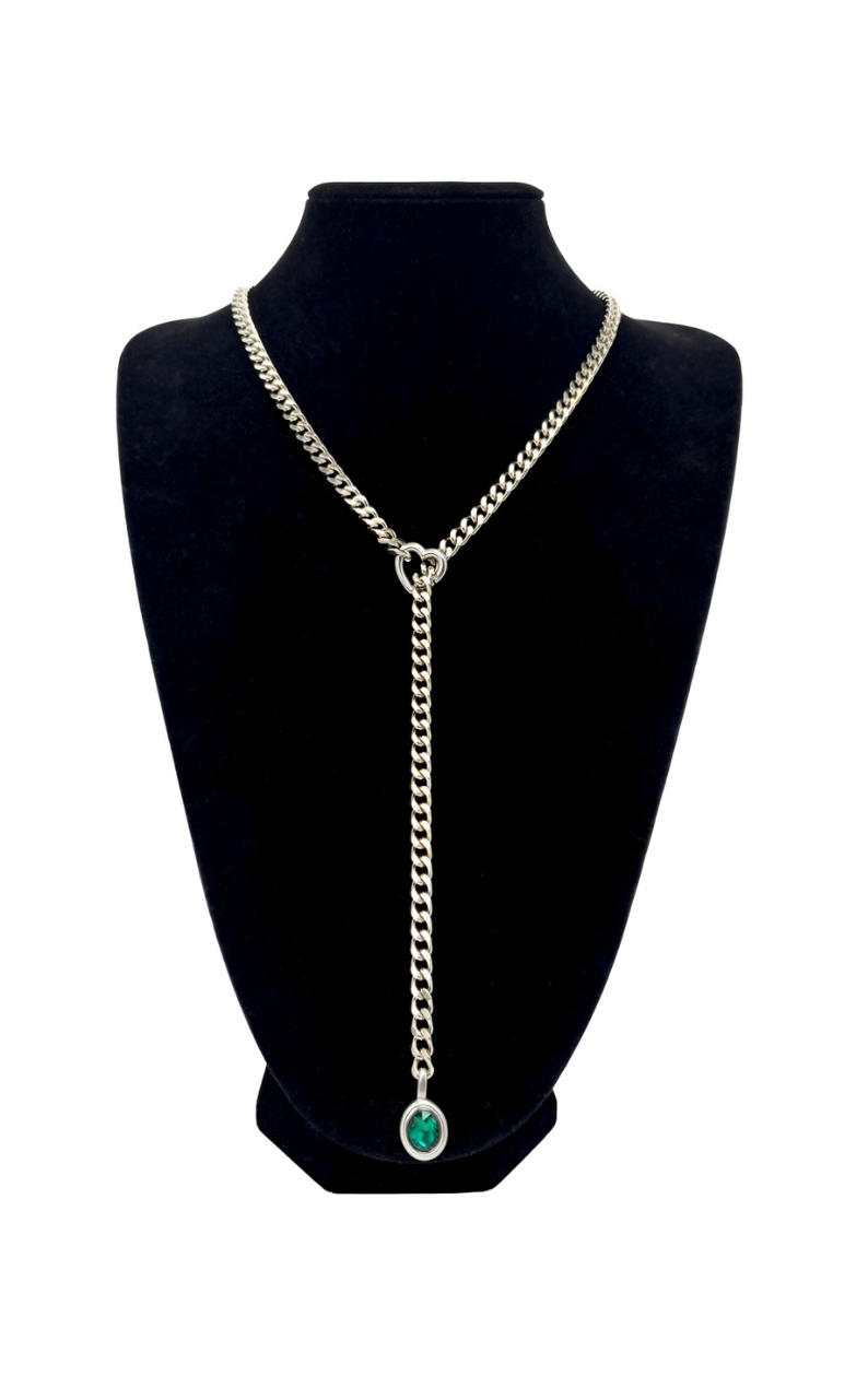 WILDCHOK - Crystal Charm Slip Chain Choker