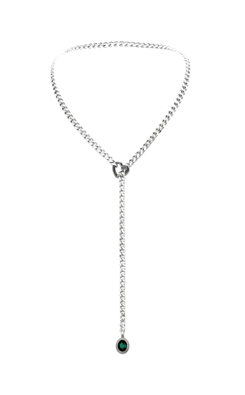 WILDCHOK - Crystal Charm Slip Chain Choker