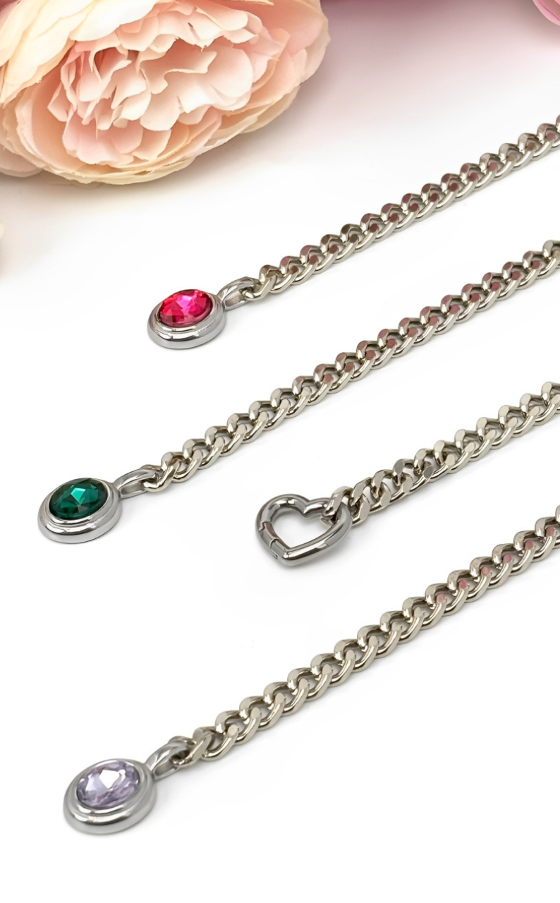 WILDCHOK - Crystal Charm Slip Chain Choker