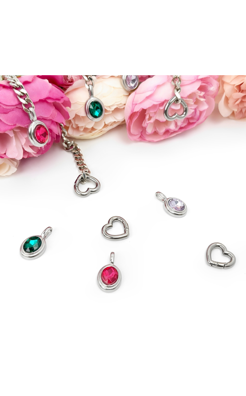 WILDCHOK - Crystal Charm Slip Chain Choker