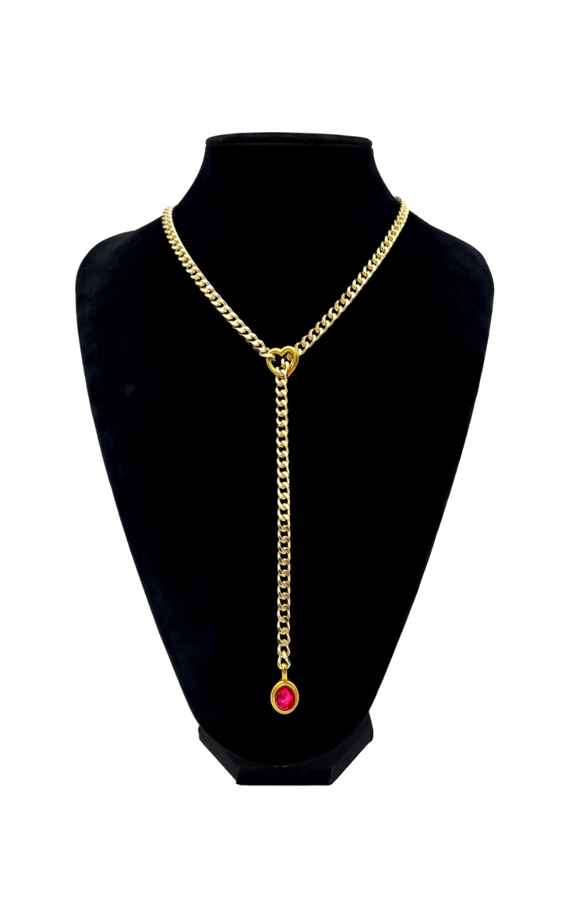 WILDCHOK - Crystal Charm Slip Chain Choker