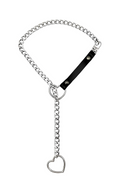 WILDCHOK - Heart Slip Chain Leather Strap Choker Collar