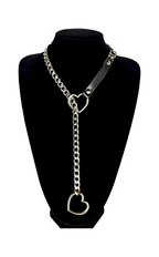 WILDCHOK - Heart Slip Chain Leather Strap Choker Collar