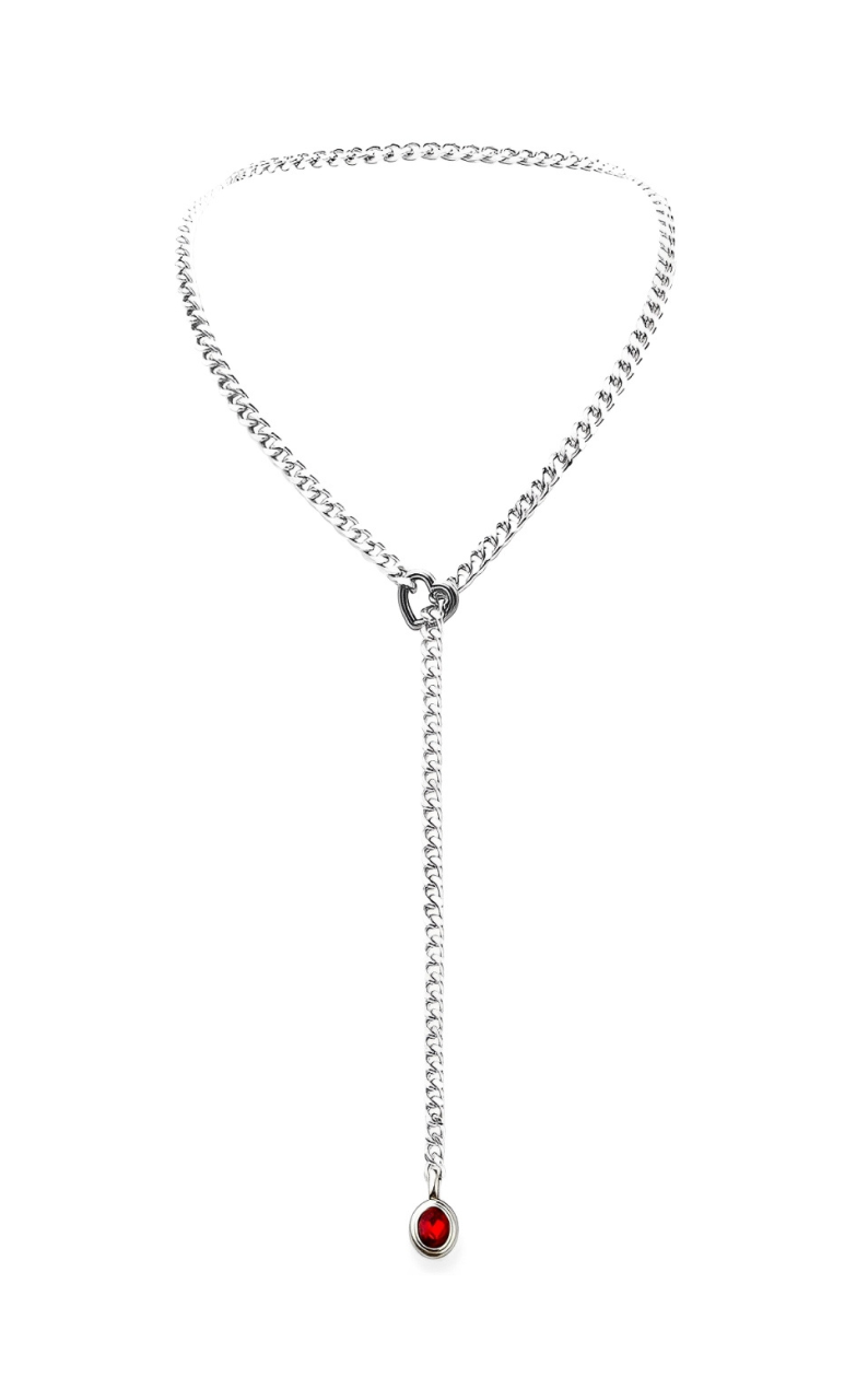 WILDCHOK - Crystal Charm Slip Chain Choker